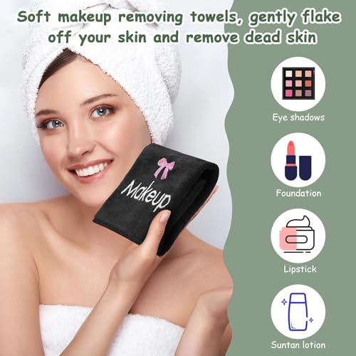 20 Pack Microfiber Makeup Towels - Face Washcloths with Pink Bow