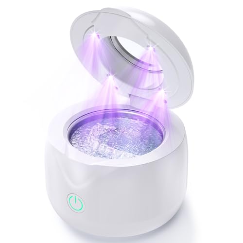 Ultrasonic Retainer Cleaner UV Dental Cleaning Pod for Night Guard, Dentures, Jewelry - White