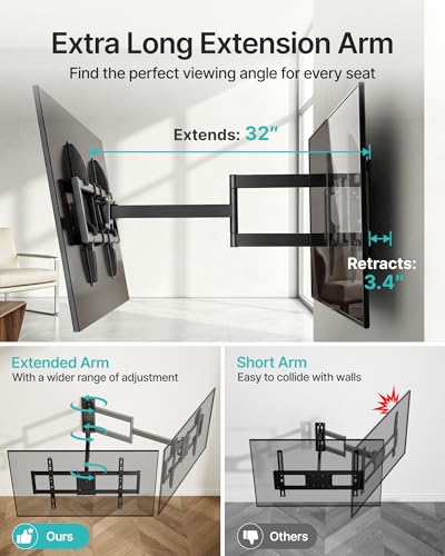 Pegzone 32-Inch Long Extension TV Wall Mount for 37-86 Inch Screens - Full Motion, Heavy Duty