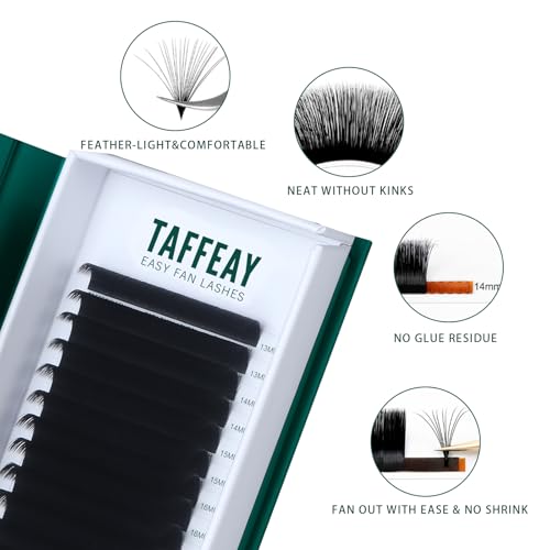 Cashmere Smart Fan Lash Extensions 0.03 0.05 0.07 C/CC/D Curl 8-20mm Length,Super Matte Black Volume Self-fanning Eyelashes Tray,Salon Supplies for Lash Technicians(0.05 CC 8-15mm)
