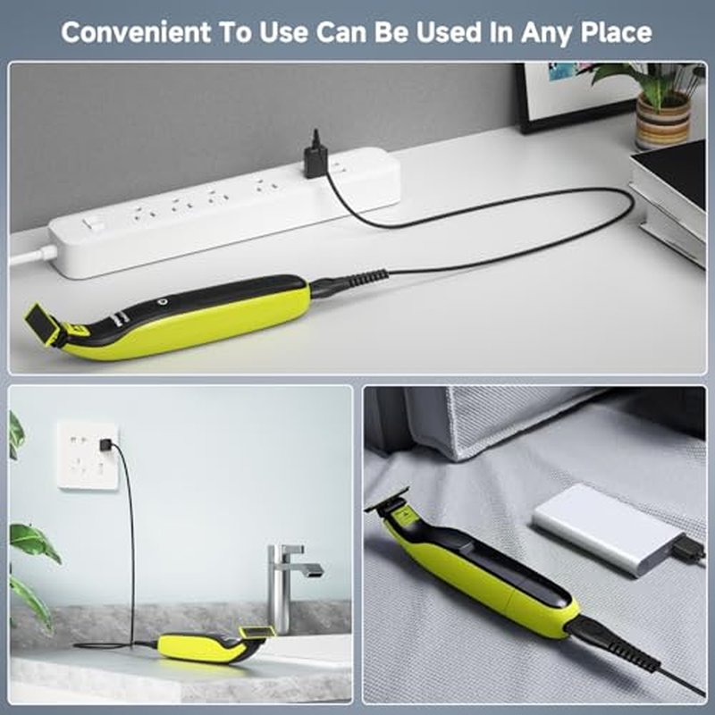 5V USB Charger Cord Compatible with Philips Norelco OneBlade 360 QP2724 QP2834 QP1924 QP4631 QP4530 QP1324 QP6552, Multigroom Series MG5910 MG7910 Electric Shaver Charger Cable [2-Pack, 3.3ft]