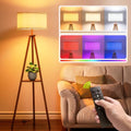 Tripod Floor Lamp with Shelves - Mid Century Modern Standing Light for Living Room