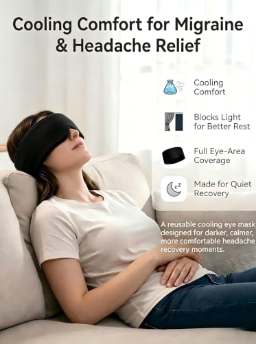 Cooling Gel Eye Mask for Puffy Eyes & Migraine Relief - Black-Blue