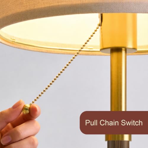 G-SAFAVA Walnut Wood & Metal 22" Mid Century Modern Table Lamp for Bedroom & Living Room