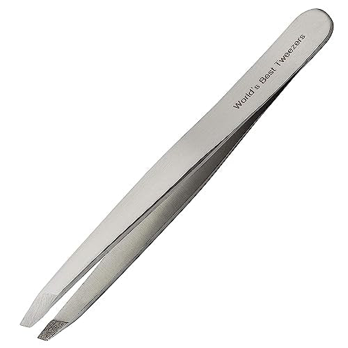 WBT Diamond Tip Tweezer- Grabs Hair from the Root, Diamond Coated Slant Tips Precision Tweezer for Eyebrow, Facial & Ingrown Hair Removal - Perfectly Aligned Tips Surgical Grade Steel Tool