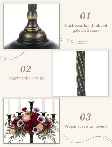 Sziqiqi Black 35in Tall 5-Arm Floor Candelabra - Gothic Decor, Set of 2