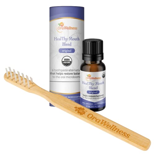 Organic Toothpaste & Mouthwash Set with Eco Bamboo Toothbrush for Gum Health