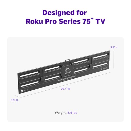 Roku Wall Mount Kit for 75-Inch Pro Series TV - Ultra-Slim, Hinged Mount 75"