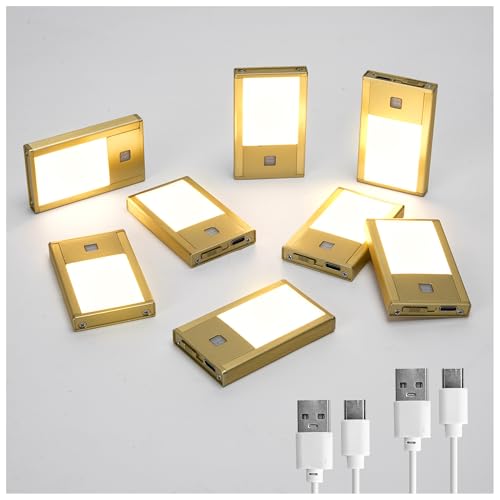 V4light Rechargeable Motion Sensor Night Light - Gold 8-Pack, 3000K Warm White