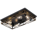 Rustic Black Farmhouse Ceiling Light - 23 Inch 6-Light Metal Cage Fixture, Flush Mount, E26 Base