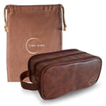 Premium Men¡¯s Toiletry Bag with Drawstring Pouch ? Durable Water-Resistant Leather-Look Travel Organizer for Shaving, Grooming & Hygiene Essentials (Chestnut Brown)