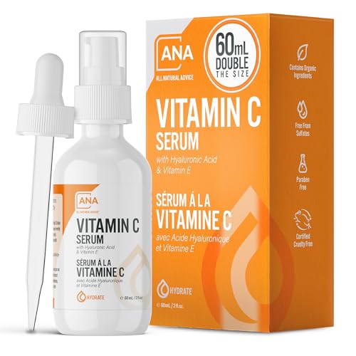 All Natural Advice 60mL Vitamin C Serum with 20% Sodium Ascorbyl Phosphate – UV Glass Bottle, Dropper & Spray