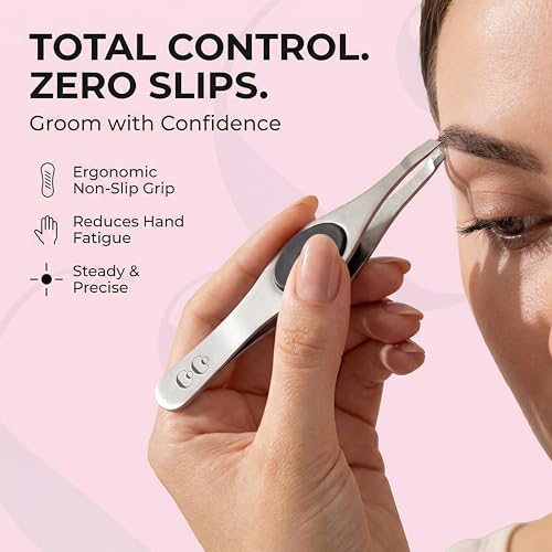 Precision Facial Hair Tweezers with Slant Tip - Eyebrow Plucker for Women and Men