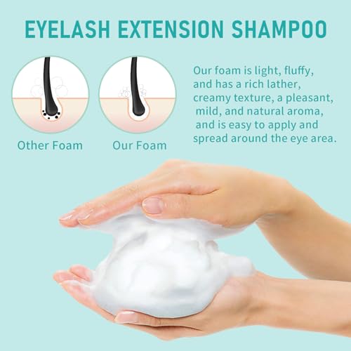 Unscented 1L Lash Shampoo for Extensions - Gentle Eyelash Cleanser, Safe Makeup Remover, Professional & Home Use
