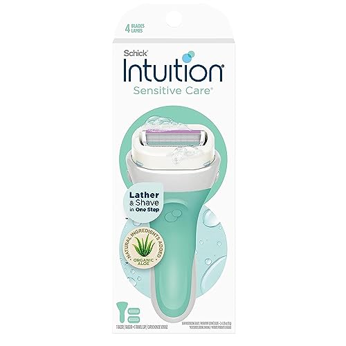 Schick Intuition Pure Nourishment Razor Refills, Sensitive Skin Razor with Aloe, 8 Count Refills & 1 Razor with 2 Refills
