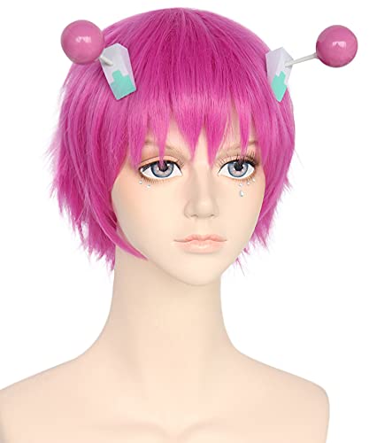 Pink Cosplay Wig for Men Short Synthetic Anime Wig Adjustable Size
