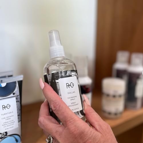 R+Co Dallas Hair Thickening Spray | Volumizing & Texturizing Spray for All Lengths | Adds Volume, Body & Shine | Perfect for Blowouts, Curling Irons & Roller Sets | 8.5 oz