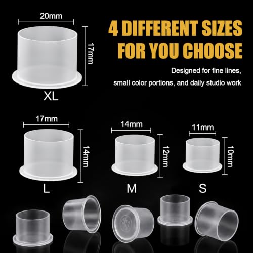 Large 1000pcs Disposable Tattoo Ink Caps with Wide Flat Base - Clear, Spill-Proof, Professional Supplies