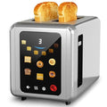 WHALL Silver Full Touch Screen 2-Slice Toaster with Wide Slots & Smart Features