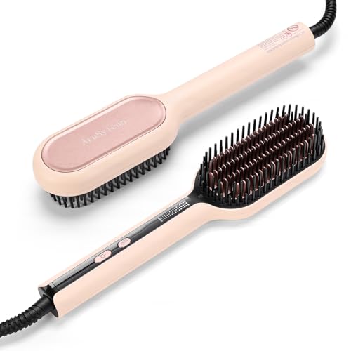 Pink Ionic Hair Straightener Brush for Fast, Safe Styling - AraSyleon