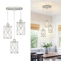 Osimir Brushed Nickel 3-Light Pendant Ceiling Light Fixture with Clear Glass - Adjustable Cable, Modern Kitchen Island Cluster Lighting - Nickel, Clear Glass / 3-Light