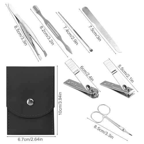 24 Pack 3.94 Inch Stainless Steel Manicure & Nail Clipper Set with Leather Storage
