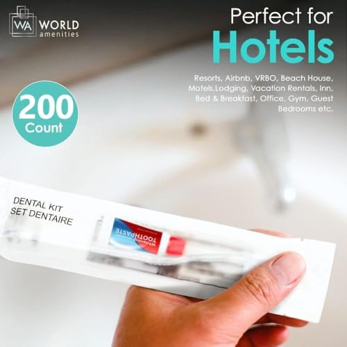 Disposable Dental Kit Bundle - 48 Count Travel Size Toothbrush & Toothpaste - Clear Frosted Sachet
