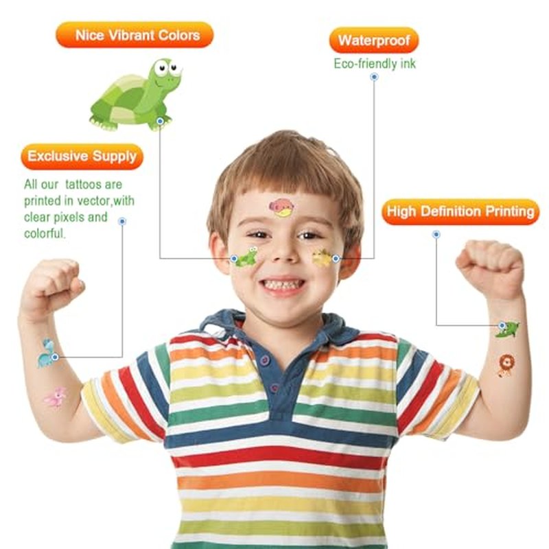 Aresvns Temporary Tattoo 400+ PCS,Party Supplies Gifts,Colorful cute fake tattoos for boys and girls, waterproof,non-toxic and easy to remove.