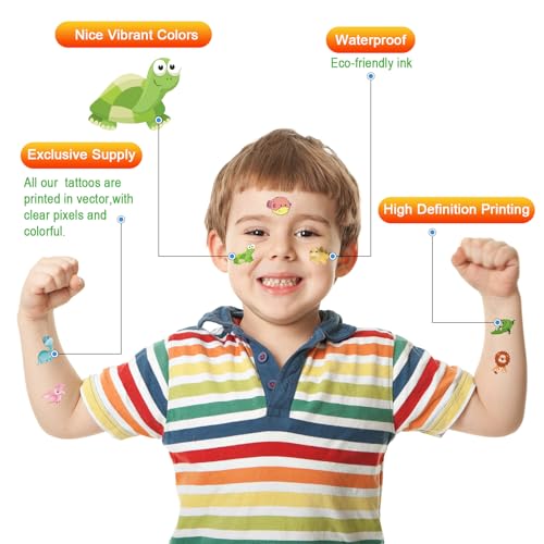 Aresvns Temporary Tattoo 400+ PCS,Party Supplies Gifts,Colorful cute fake tattoos for boys and girls, waterproof,non-toxic and easy to remove.