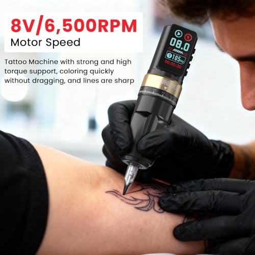 Wormhole Wireless Tattoo Pen with 2300mAh Battery, Black - Multi-Function Professional Machine