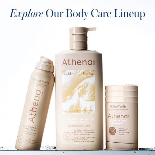 Athena Club Skin Replenishing Body Wash for Women, Golden Vanilla, 18 fl oz Pack of 2
