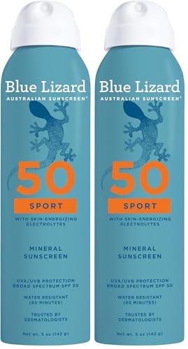 Blue Lizard Mineral Sunscreen Spray SPF 50+ Water-Resistant Vegan 2-Pack
