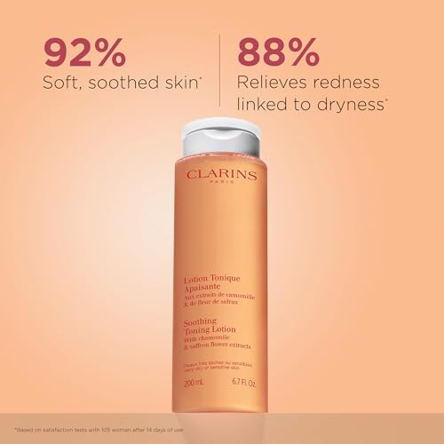 Clarins Soothing Toning Lotion 6.7 Fl Oz Alcohol-Free Camomile Extract - Gentle Face Toner for Sensitive Skin