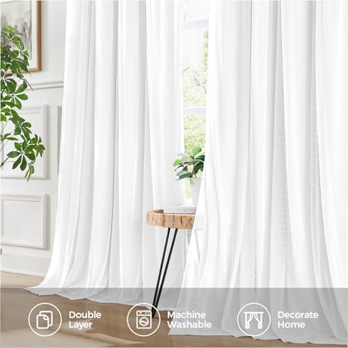 White Blackout Curtains 52W x 84L Double Layer Set - Pack of 2, Grommet Top