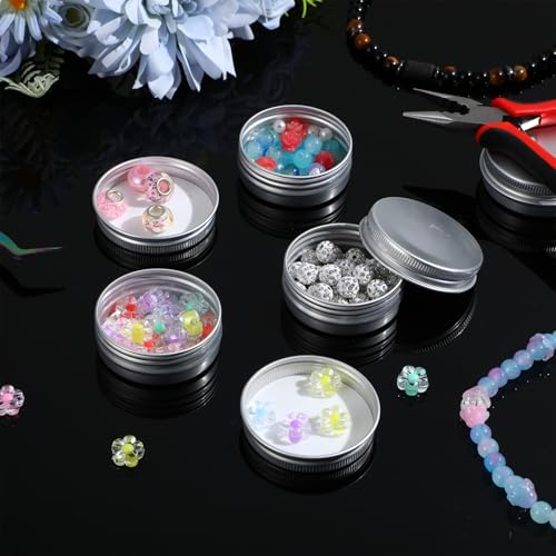 50-Pack Refillable Aluminum Cosmetic Jars with Screw Lids - Lip Balm & Cream Containers