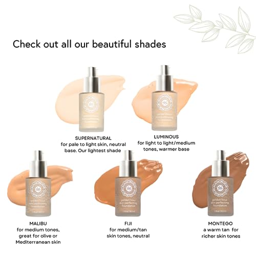 Honeybee Gardens Golden Hour Foundation Fiji Medium Tan Neutral 34.5ml - Skin-Perfecting, Luminous Finish, Vegan