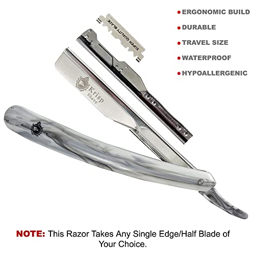 Professional Straight Razors For Men - Barber Razor Straight Edge Razor Shaving Kit For Close Shave - Beard Cut Throat Safety Razor Navajas Para Barbero Shavette With 10 Shaving Blades By Krisp Beauty