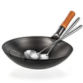 YOSUKATA 14" Carbon Steel Wok Pan Set - Pre-Seasoned, 17" Spatula &
