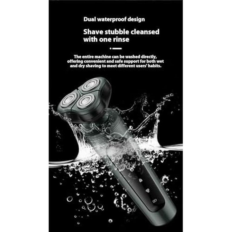 4-in-1 Electric Shaver for Men ? Rechargeable, Equipped with Trimmer, Facial Cleansing Brush & Nose Hair Cutter, Full-Body Washable, Rotary 3-Blade System, 90 Minutes of Runtime