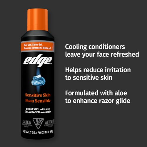 Edge Shaving Gel for Men, Sensitive Skin with Aloe, (6 Pack) - Shave Gel For Men That Moisturizes, Protects and Soothes To Help Reduce Skin Irritation