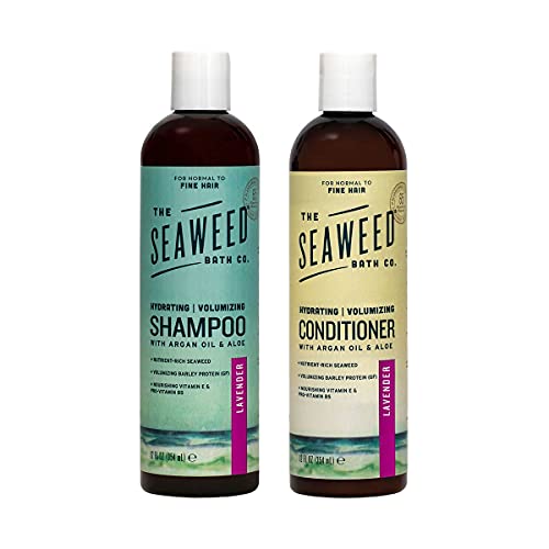 Seaweed Bath Co. Volumizing Lavender Shampoo & Conditioner Set - Organic, Vegan, Paraben-Free, 12oz