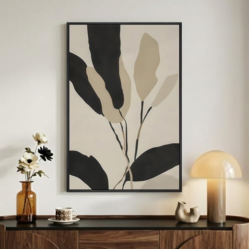 Cuspin 36x24 Inch Neutral Abstract Botanical Wall Art - Boho Living Room Decor