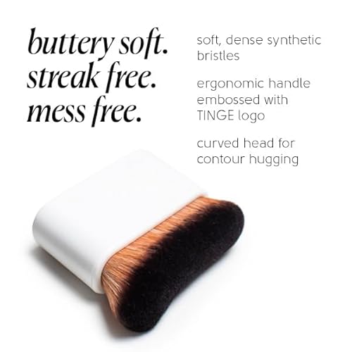Tinge Body Makeup & Brush Bundle, 48-Hour Medium Coverage Tint with Hyaluronic Acid, Semi-Matte, Water & Transfer Resistant, Vegan, Kabuki Brush for Streak-Free Blending, Deep Cool, 3.38 Fl Oz