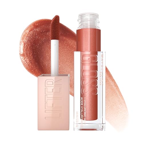 MAYBELLINE Lifter Gloss 2-Pack with Hyaluronic Acid, Moon Nude Pink & Topaz Terracotta Neutral, Both 0.18 Ounce