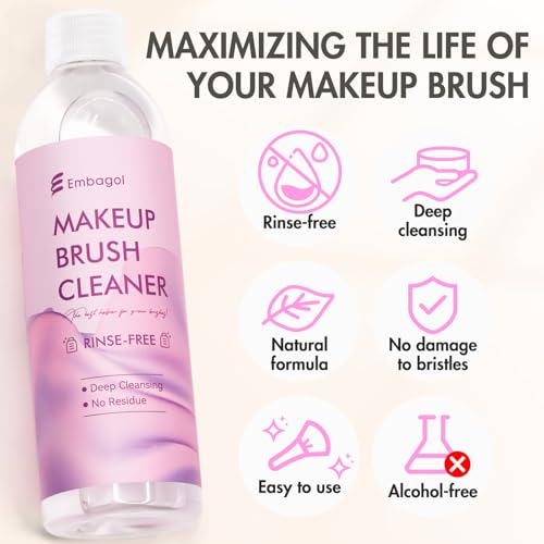 Makeup Brush Cleaner 1000ml/33.8 fl oz Pack of 2 - Rinse-Free, Vegan, Quick Drying