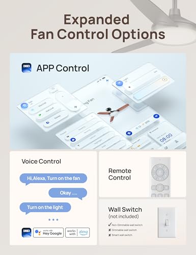 DREO Black 42-Inch Smart Ceiling Fan with Lights & Remote