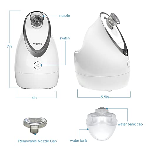 Kingsmile 3-in-1 Face Steamer with Stainless Steel Skin Kit & Aromatherapy - Compact Nano Steamer for Facial and Home SPA
