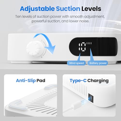 Portable Nail Dust Collector with 10 Speed Modes & LED Display – 6000RPM Nail Vacuum Fan