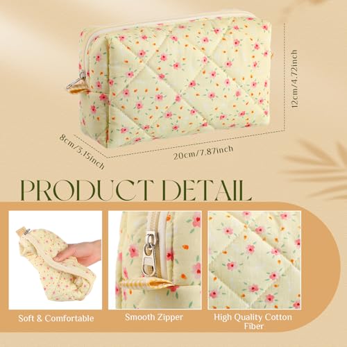 Paterr 10 Pcs Cotton Quilted Makeup Bags for Bridesmaid Gifts, 7.87 x 4.72 x 3.15 Inches