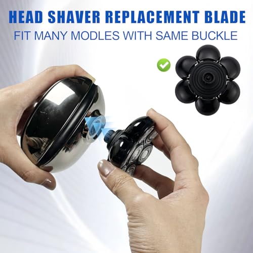 Black 7-Blade Replacement Shaver Heads for Bald Head & Face - 2 Pack